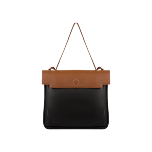 Zimbay Two-Tone Leather Handbag – Black & Brown