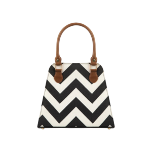 Zimbay Chevron Pattern Handbag – Black & White